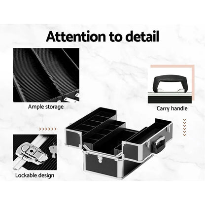 Embellir Portable Cosmetic Beauty Makeup Case- Black - Mekamart Australia