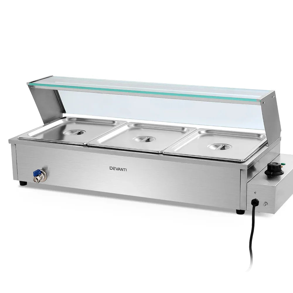 Devanti Commercial Food Warmer Bain Marie 3 Electric Buffet Pans - Mekamart Australia