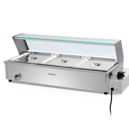 Devanti Commercial Food Warmer Bain Marie 3 Electric Buffet Pans - Mekamart Australia