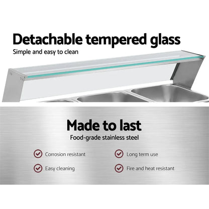 Devanti Commercial Food Warmer Bain Marie 3 Electric Buffet Pans - Mekamart Australia
