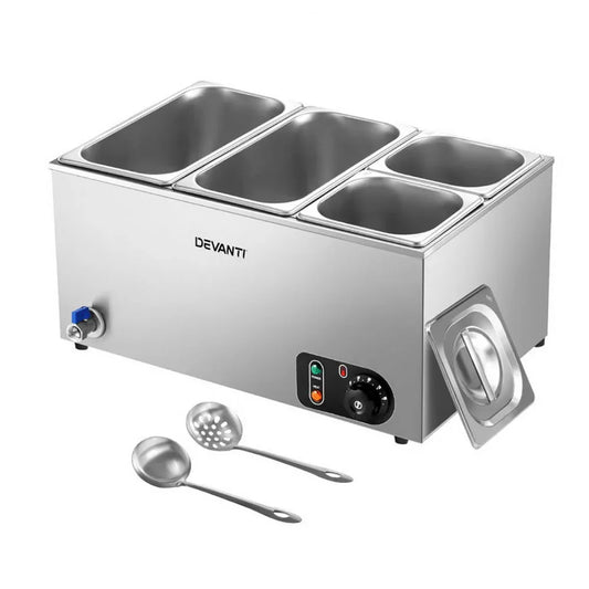 Devanti Commercial Food Warmer Bain Marie 4 Electric Buffet Pans - Mekamart Australia