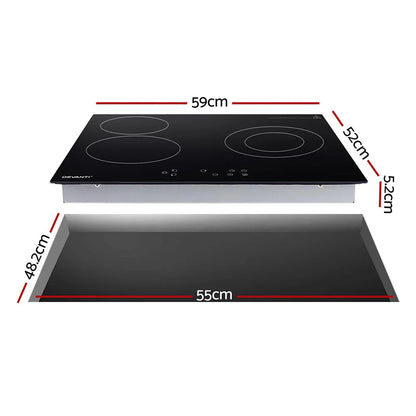 Devanti Electric Ceramic Cooktop 60cm Kitchen Cooker 4 Burner Hob Touch Control 5200W - Mekamart Australia