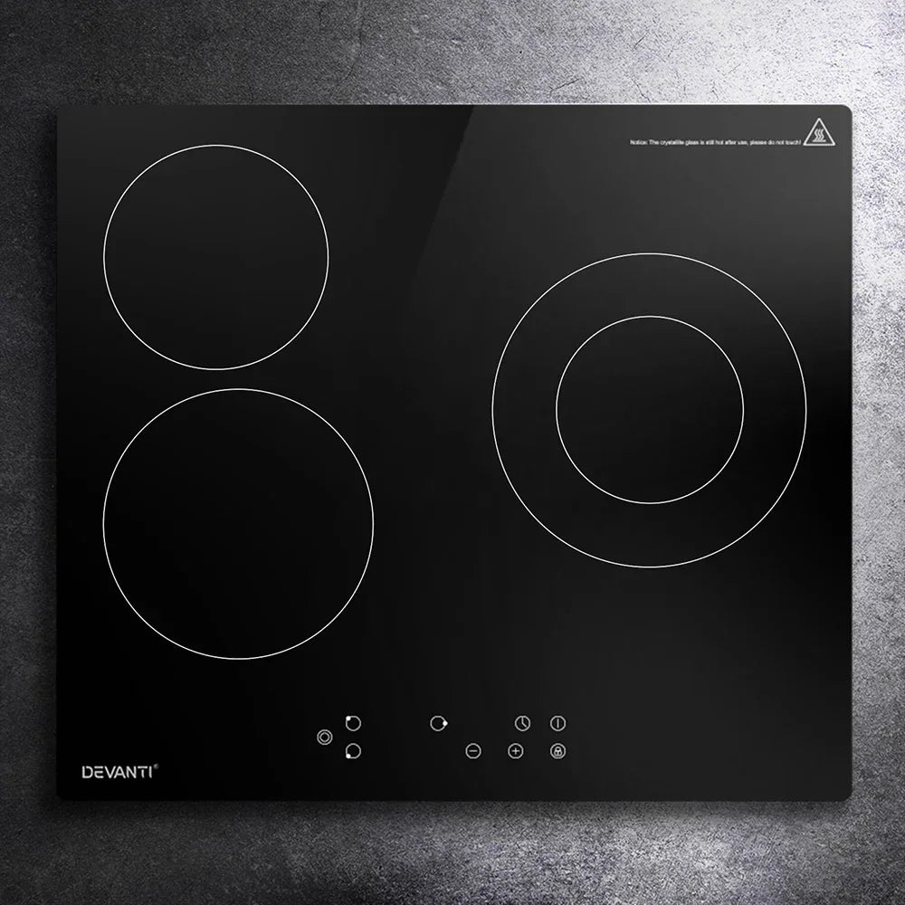 Devanti Electric Ceramic Cooktop 60cm Kitchen Cooker 4 Burner Hob Touch Control 5200W - Mekamart Australia