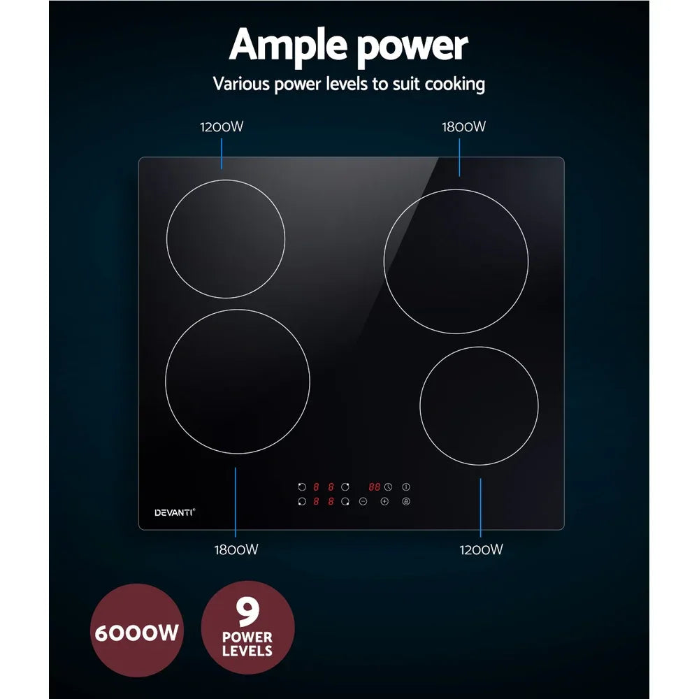 Devanti Electric Ceramic Cooktop 60cm Touch Control - Mekamart Australia