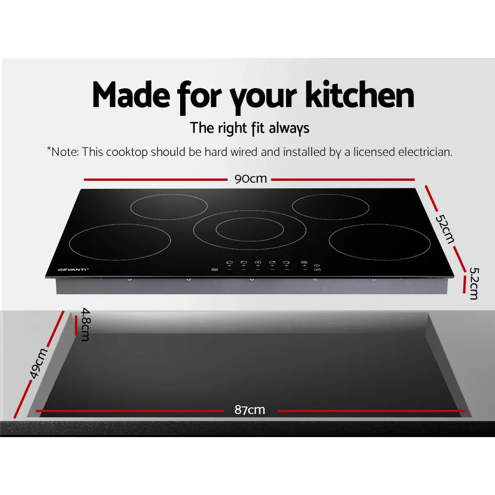 Devanti Electric Ceramic Cooktop 90cm - Mekamart Australia