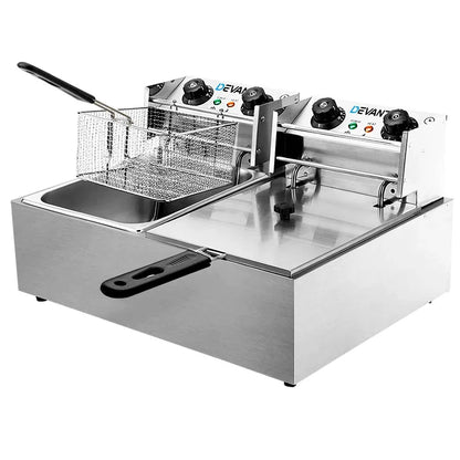 Devanti 20L Electric Commercial Deep Fryer Double Baskets 4400W - Mekamart Australia
