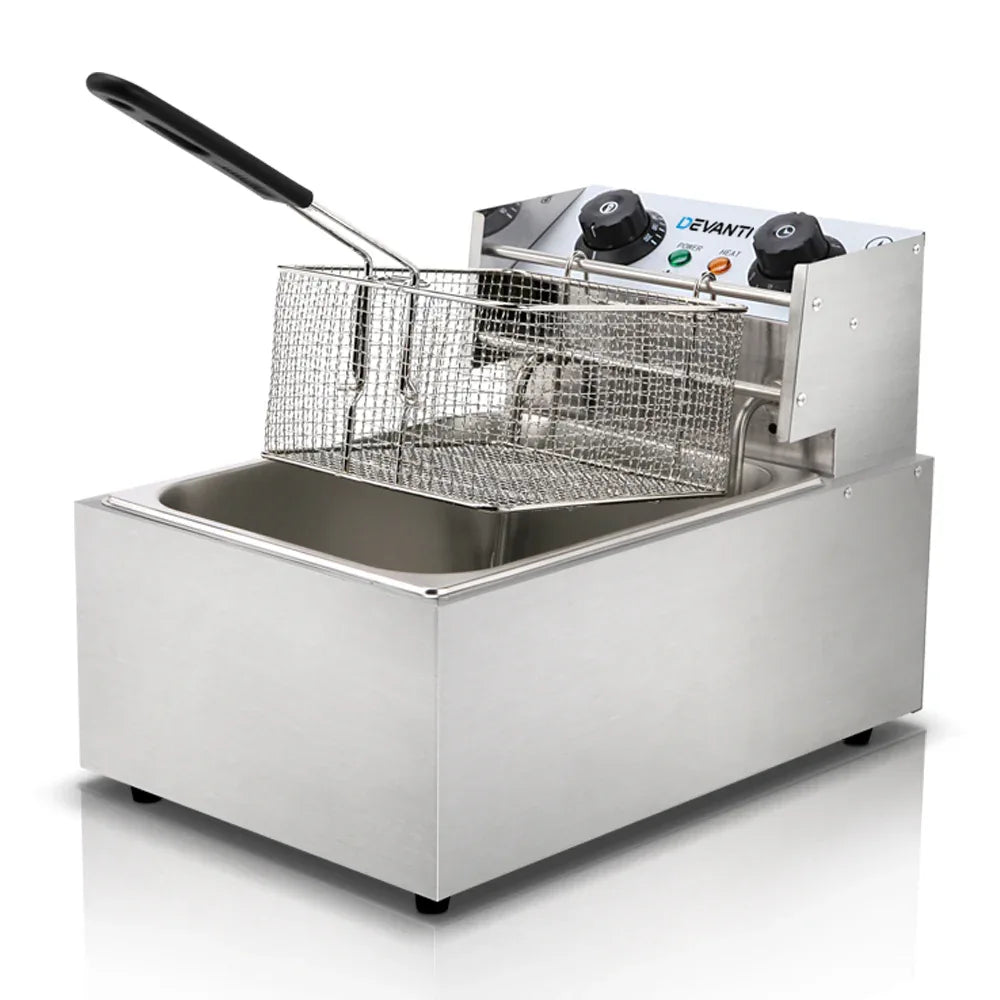 Devanti 10L Electric Commercial Deep Fryer Single Basket 2200W - Mekamart Australia
