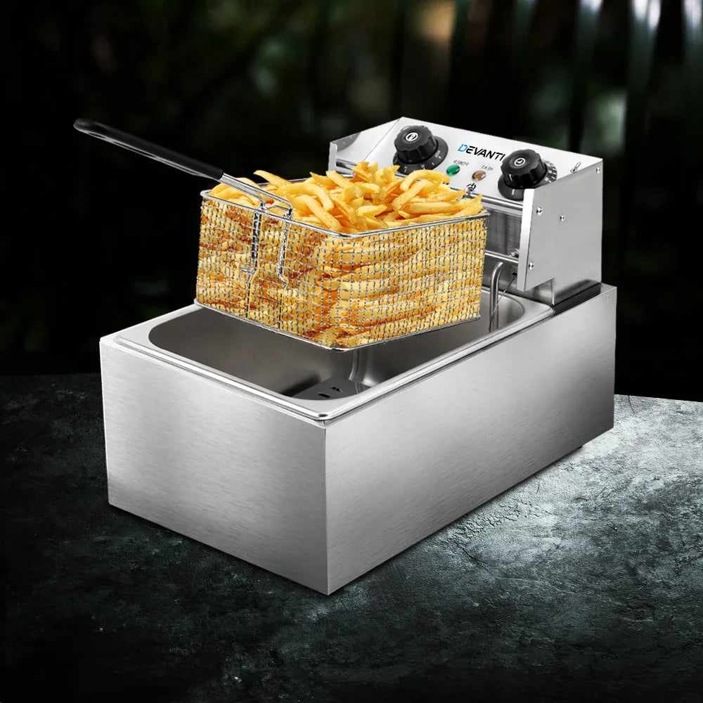 Devanti 10L Electric Commercial Deep Fryer Single Basket 2200W - Mekamart Australia