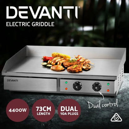 Devanti Commercial Electric Griddle 73cm BBQ Grill Plate 4400W - Mekamart Australia