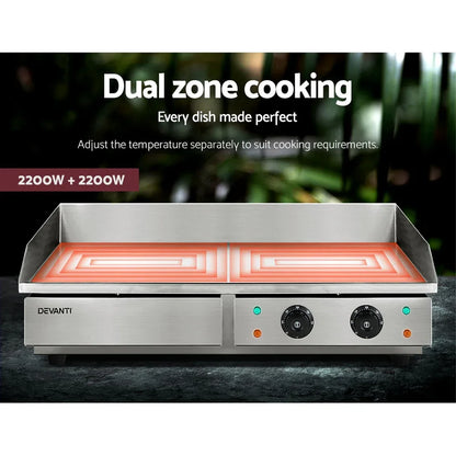 Devanti Commercial Electric Griddle 73cm BBQ Grill Plate 4400W - Mekamart Australia