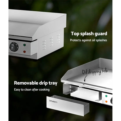Devanti Commercial Electric Griddle 73cm BBQ Grill Plate 4400W - Mekamart Australia