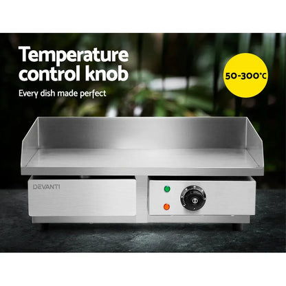 Devanti Commercial Electric Griddle 55cm BBQ Grill Plate 3000W - Mekamart Australia