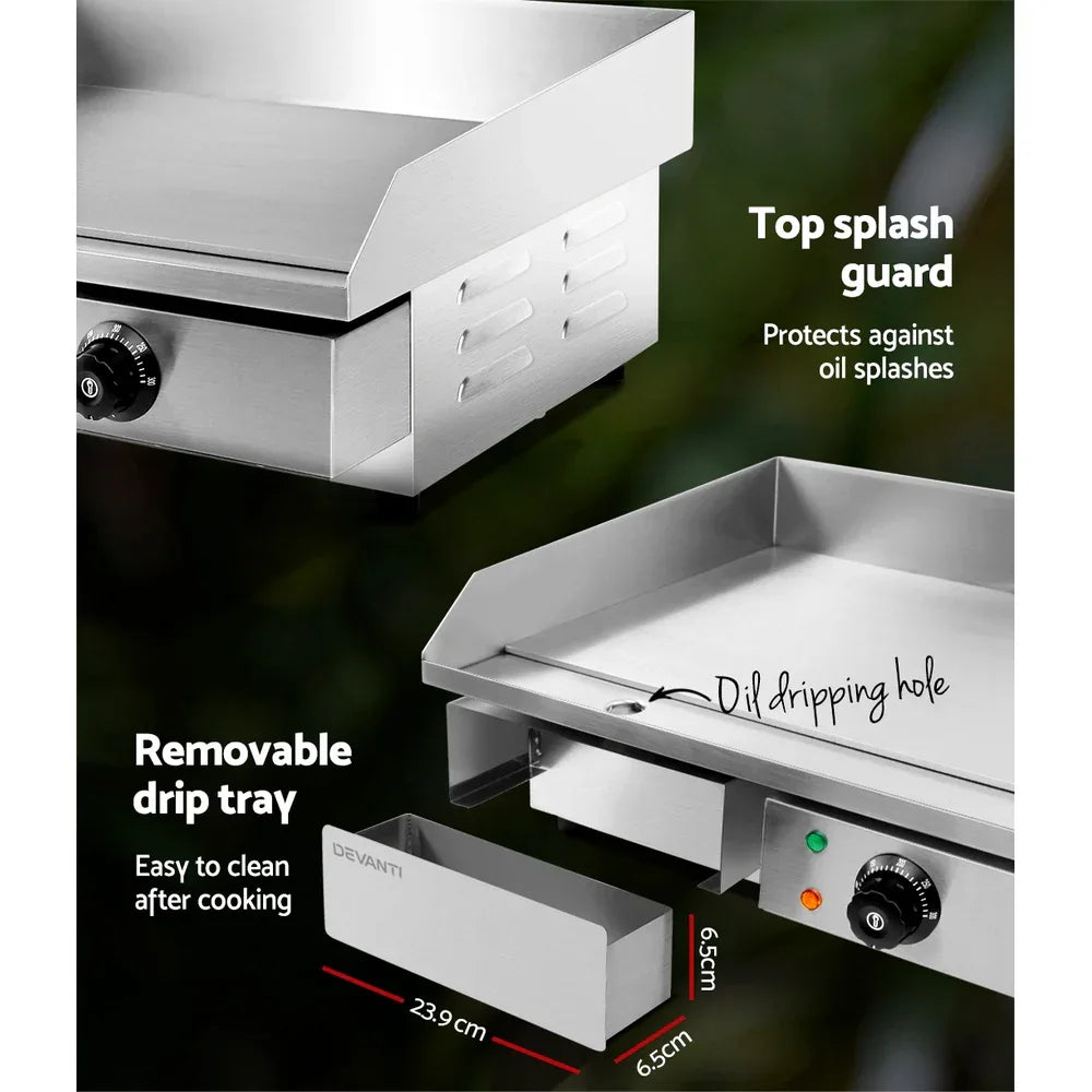 Devanti Commercial Electric Griddle 55cm BBQ Grill Plate 3000W - Mekamart Australia