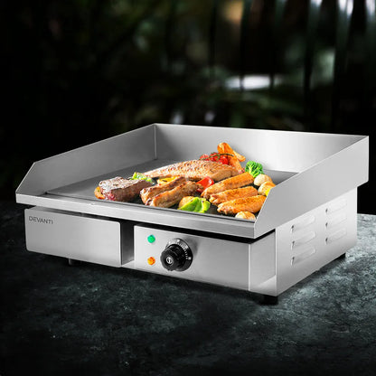 Devanti Commercial Electric Griddle 55cm BBQ Grill Plate 3000W - Mekamart Australia