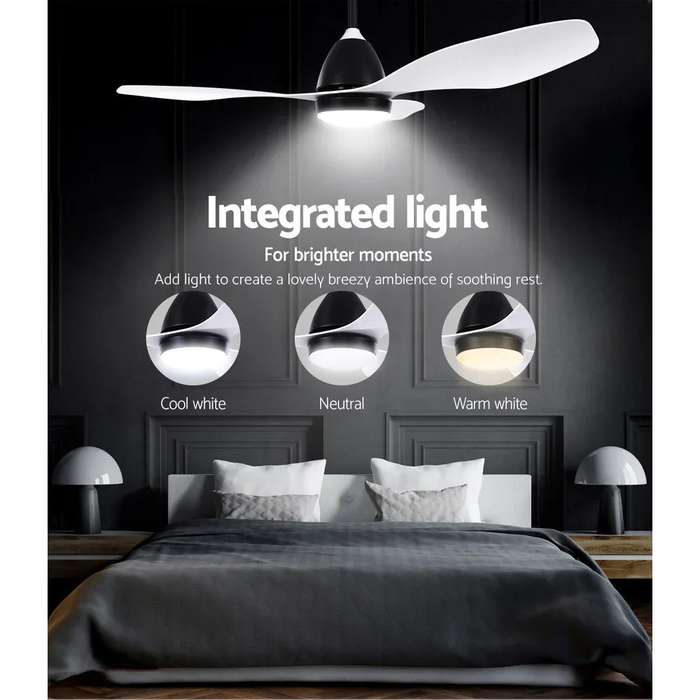 Devanti 48'' Ceiling Fan DC Motor w/Light w/Remote - White - Mekamart Australia