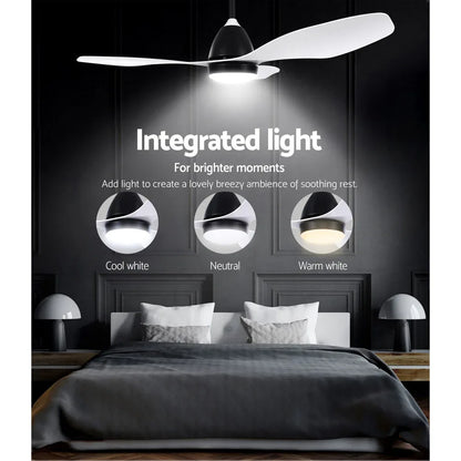 Devanti 48'' Ceiling Fan DC Motor w/Light w/Remote - White - Mekamart Australia