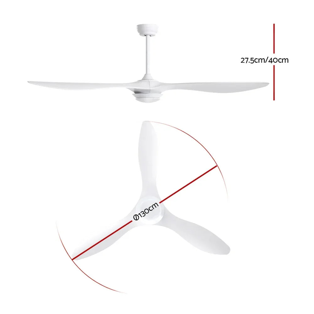 Devanti 52'' Ceiling Fan DC Motor w/Light w/Remote - White - Mekamart Australia
