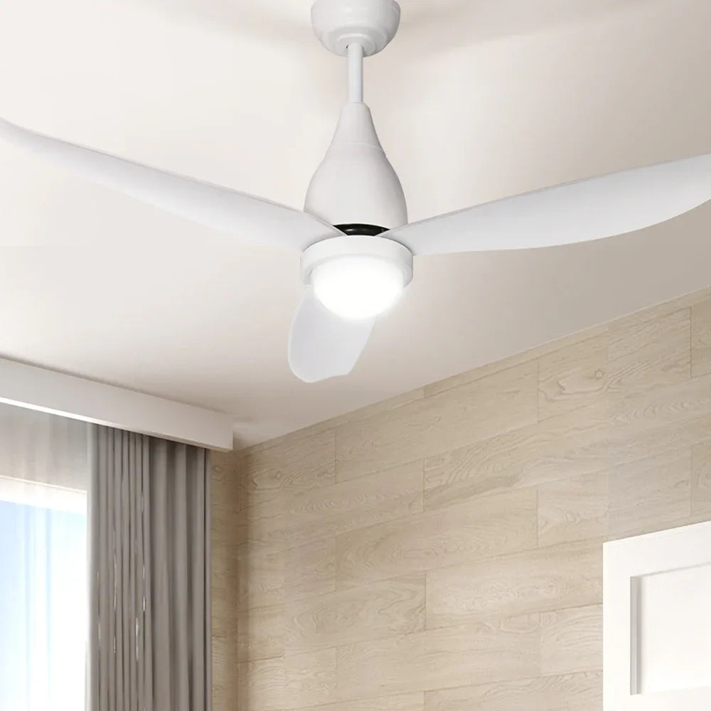 Devanti 52'' Ceiling Fan DC Motor LED Light Remote Control - White - Mekamart Australia