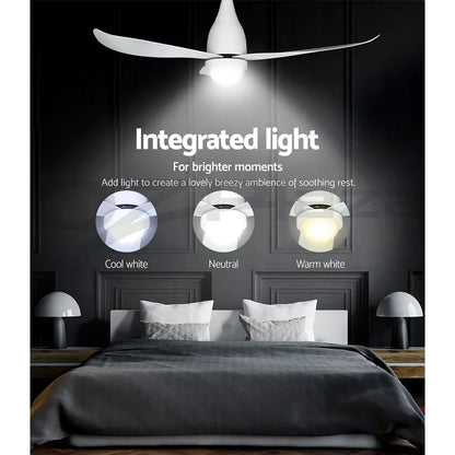 Devanti 52'' Ceiling Fan DC Motor LED Light Remote Control - White - Mekamart Australia