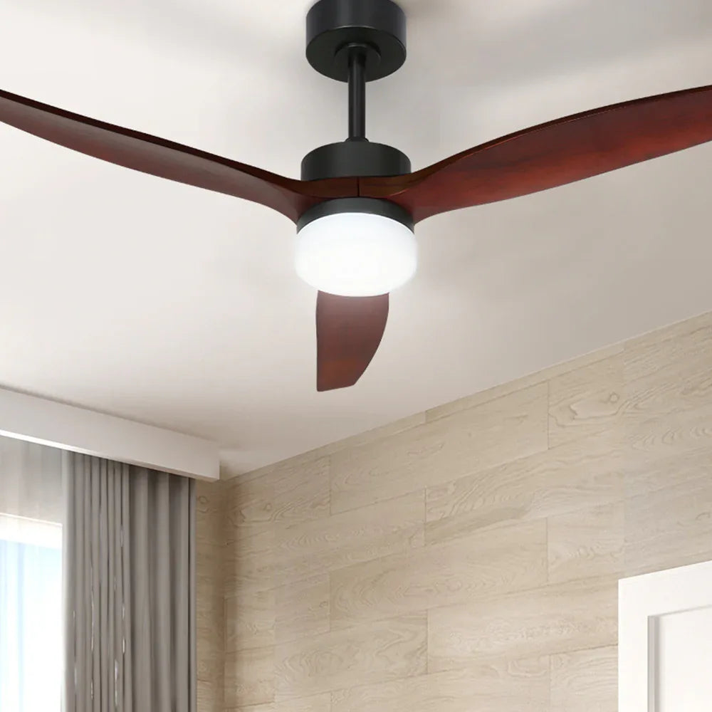 Devanti 52'' Ceiling Fan AC Motor 3 Blades w/Light - Dark Wood - Mekamart Australia