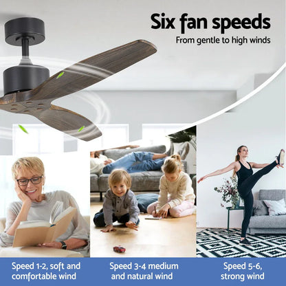Devanti 52'' Ceiling Fan AC Motor 3 Blades w/Remote - Dark Wood - Mekamart Australia