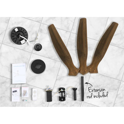 Devanti 52'' Ceiling Fan AC Motor 3 Blades w/Remote - Dark Wood - Mekamart Australia