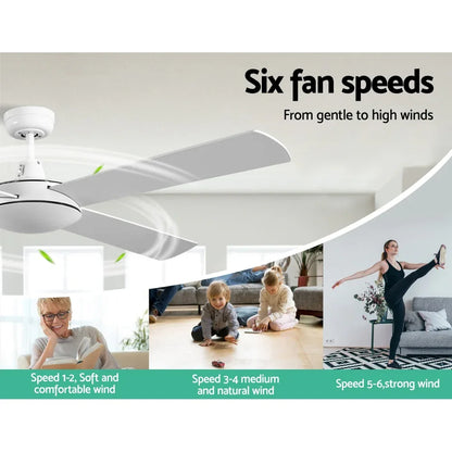 Devanti 52'' Ceiling Fan DC Motor 4 Blades w/Remote - White - Mekamart Australia
