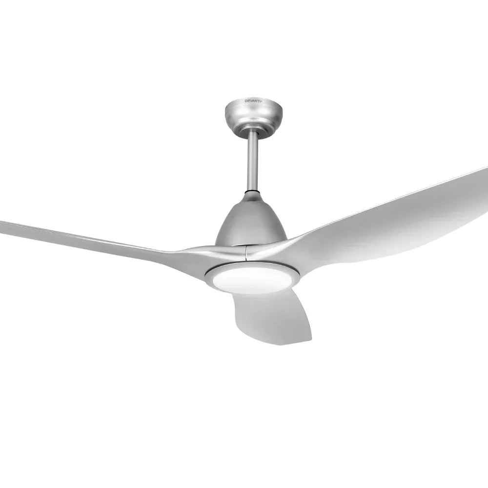 Devanti 64 Inch Ceiling Fan DC Motor w/Light w/Remote - Silver - Mekamart Australia