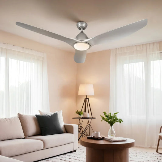Devanti 64 Inch Ceiling Fan DC Motor w/Light w/Remote - Silver - Mekamart Australia