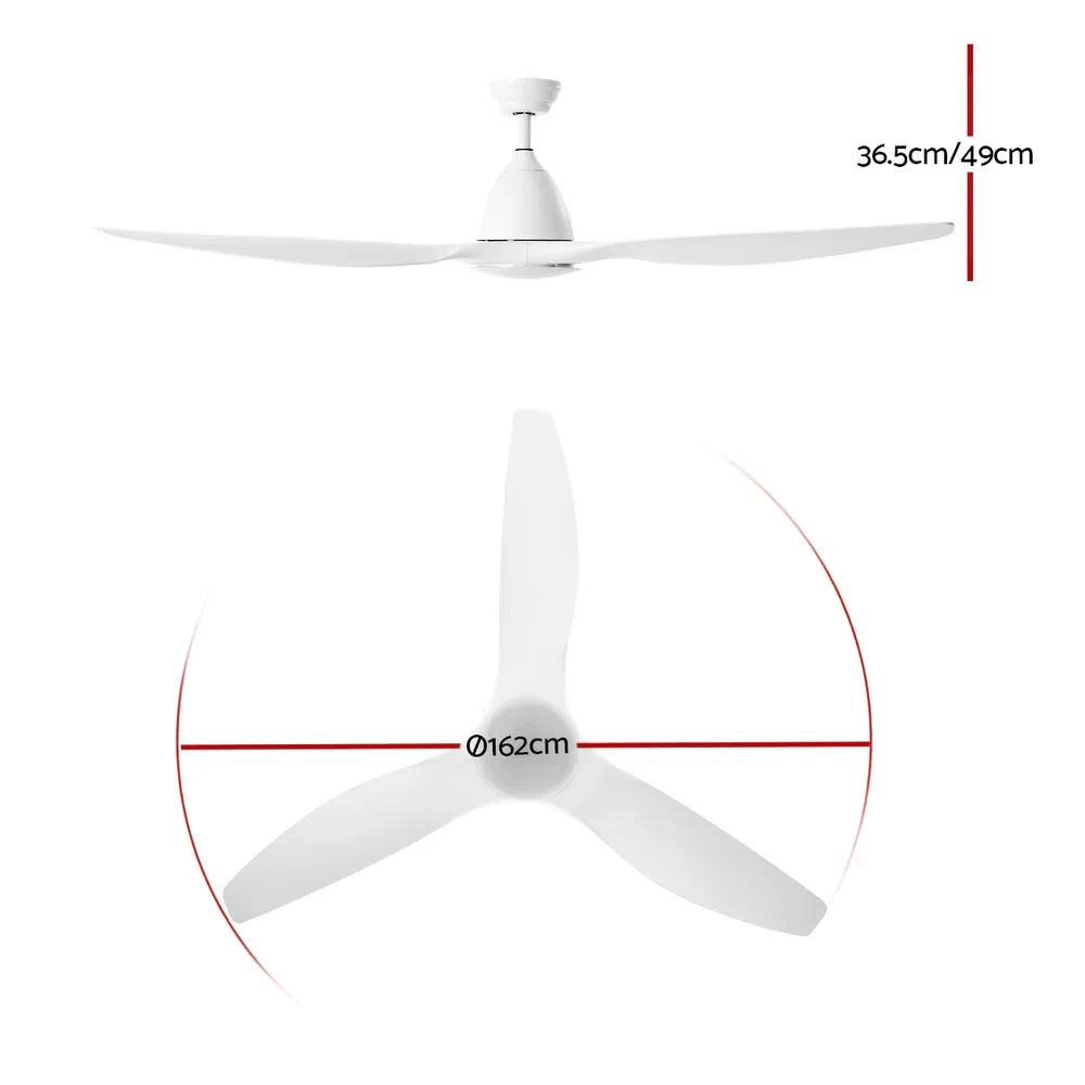 Devanti 64'' Ceiling Fan DC Motor w/Light w/Remote - White - Mekamart Australia