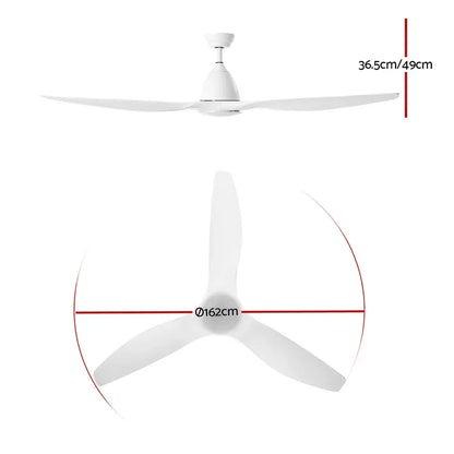 Devanti 64'' Ceiling Fan DC Motor w/Light w/Remote - White - Mekamart Australia