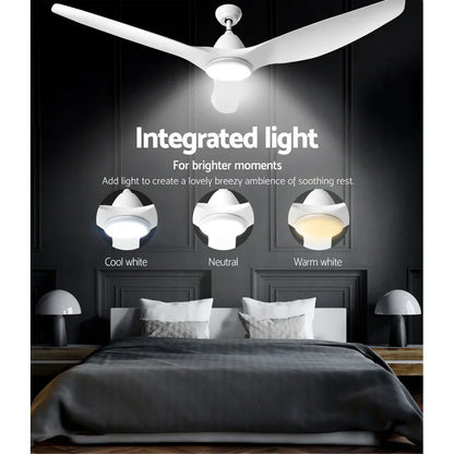 Devanti 64'' Ceiling Fan DC Motor w/Light w/Remote - White - Mekamart Australia