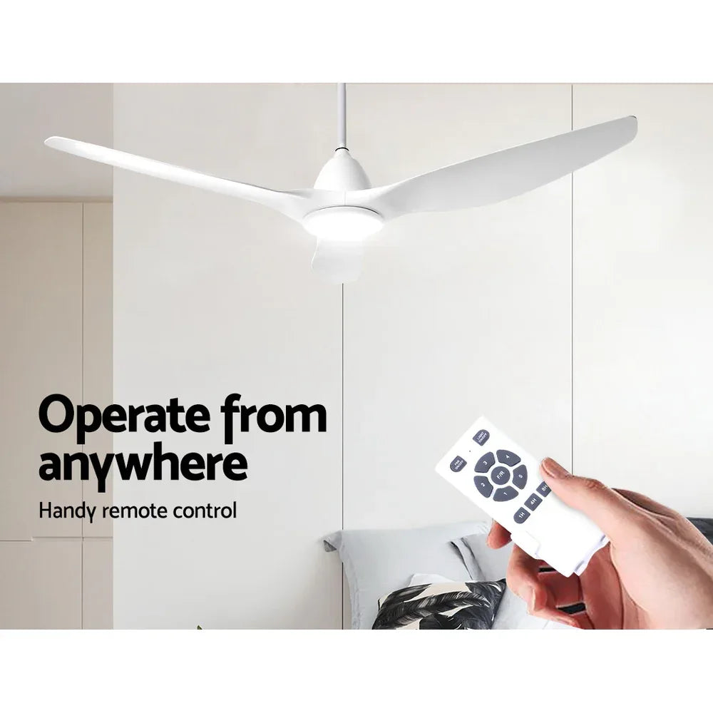 Devanti 64'' Ceiling Fan DC Motor w/Light w/Remote - White - Mekamart Australia