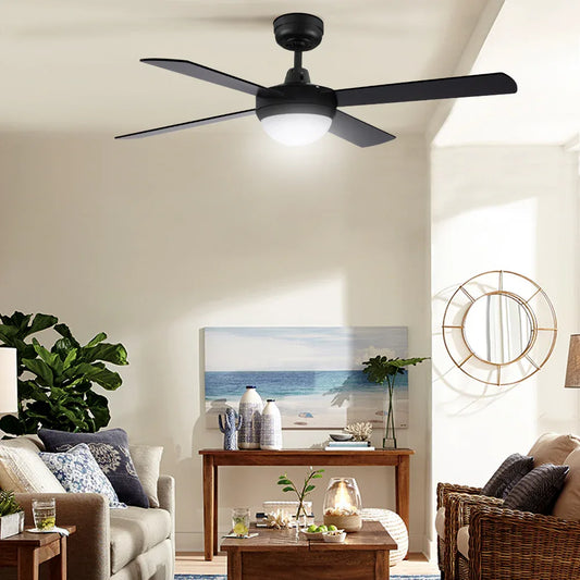 Devanti 52'' Ceiling Fan DC Motor w/Light w/Remote - Black - Mekamart Australia