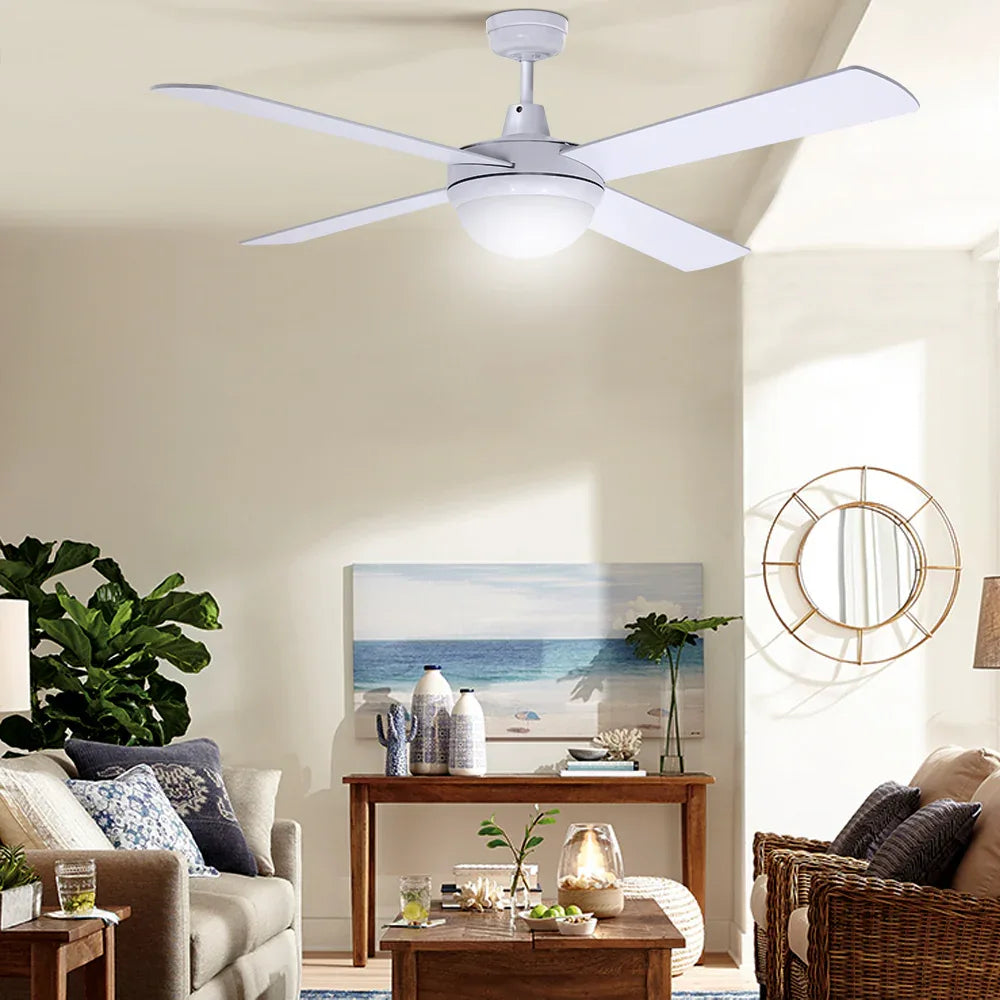 Devanti 52'' Ceiling Fan AC Motor w/Light w/Remote - White - Mekamart Australia