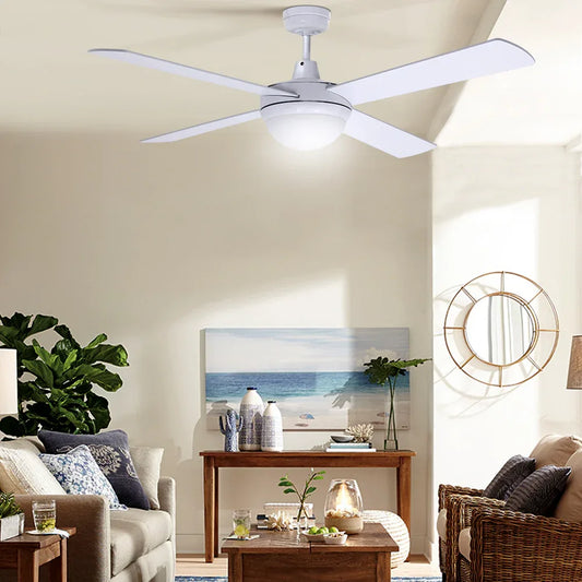 Devanti 52'' Ceiling Fan AC Motor w/Light w/Remote - White - Mekamart Australia