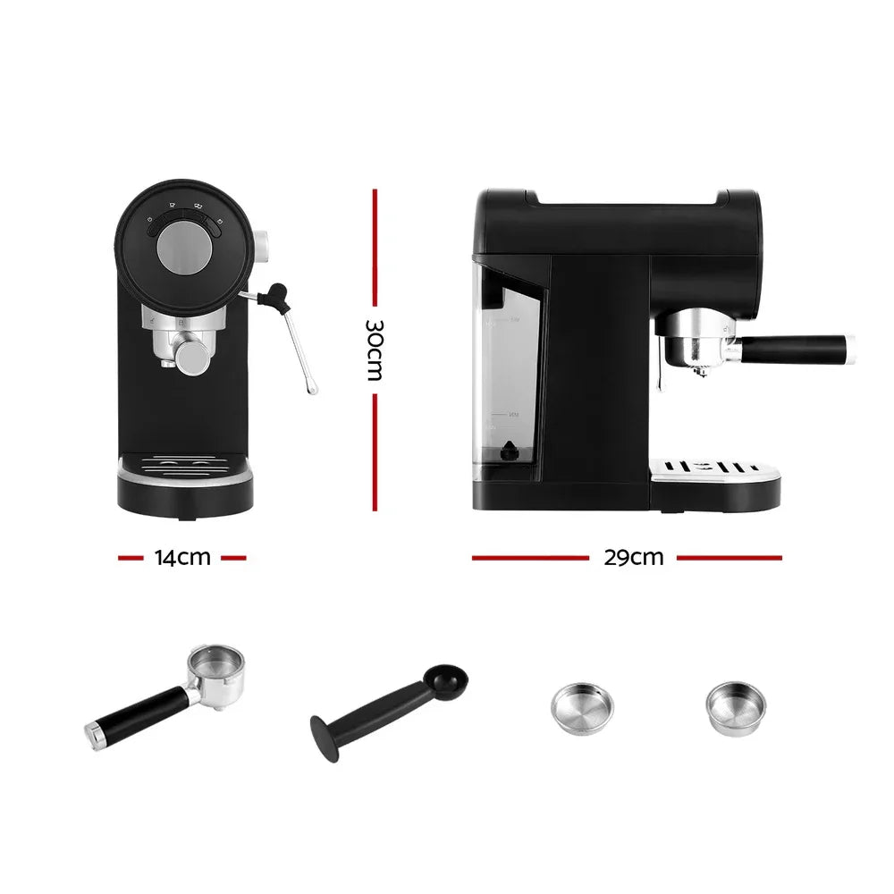 Devanti 20 Bar Coffee Machine Espresso Cafe Maker Black - Mekamart Australia