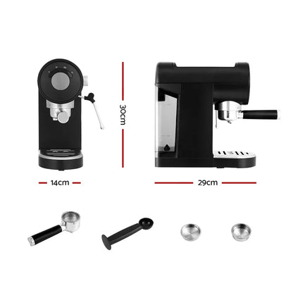Devanti 20 Bar Coffee Machine Espresso Cafe Maker Black - Mekamart Australia