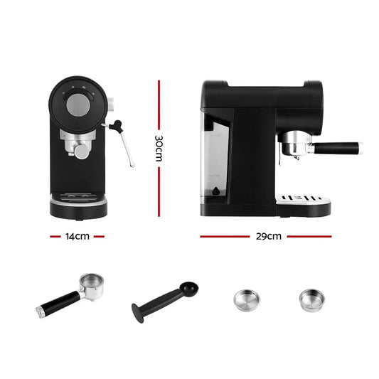 Devanti 20 Bar Coffee Machine Espresso Cafe Maker Black - Mekamart Australia