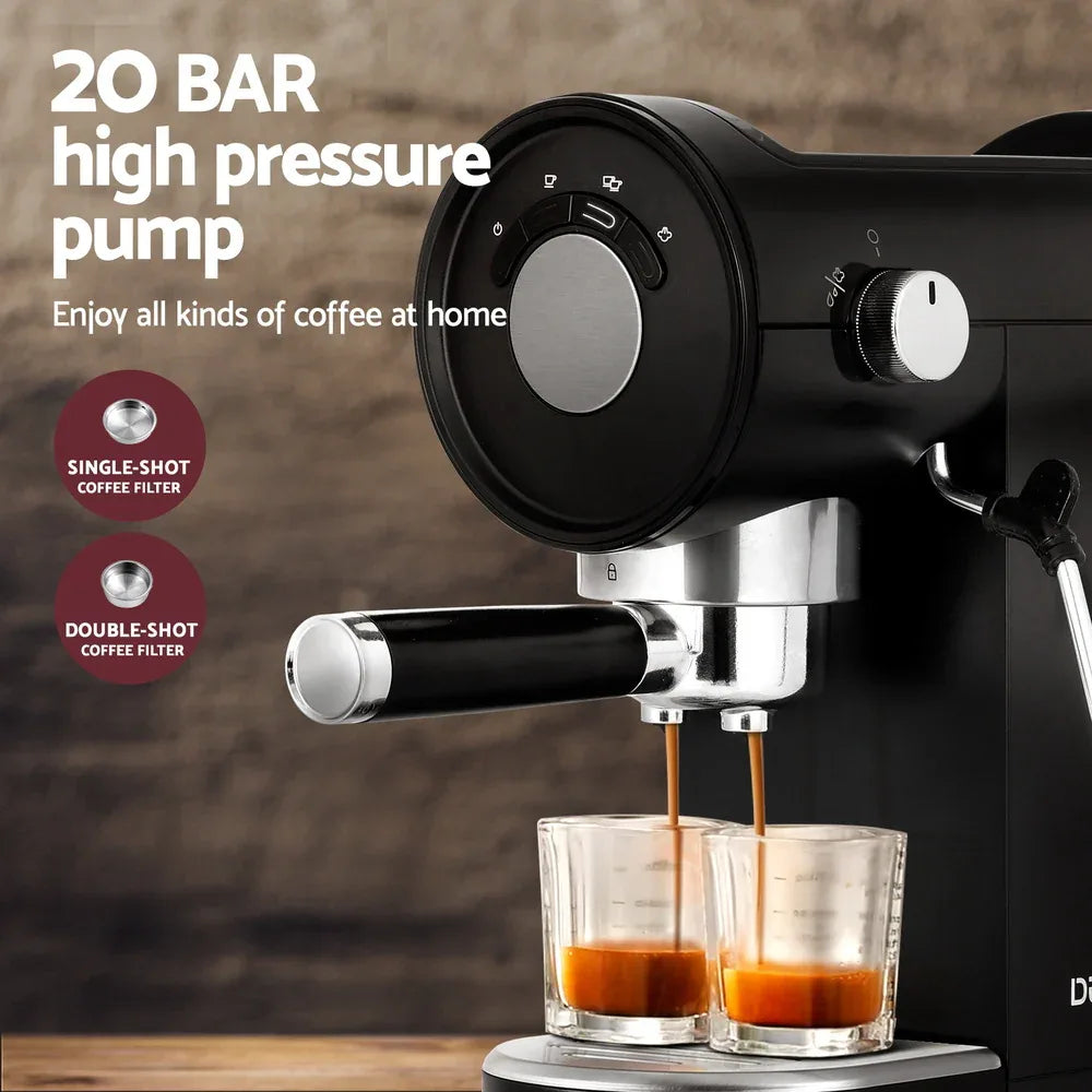 Devanti 20 Bar Coffee Machine Espresso Cafe Maker Black - Mekamart Australia