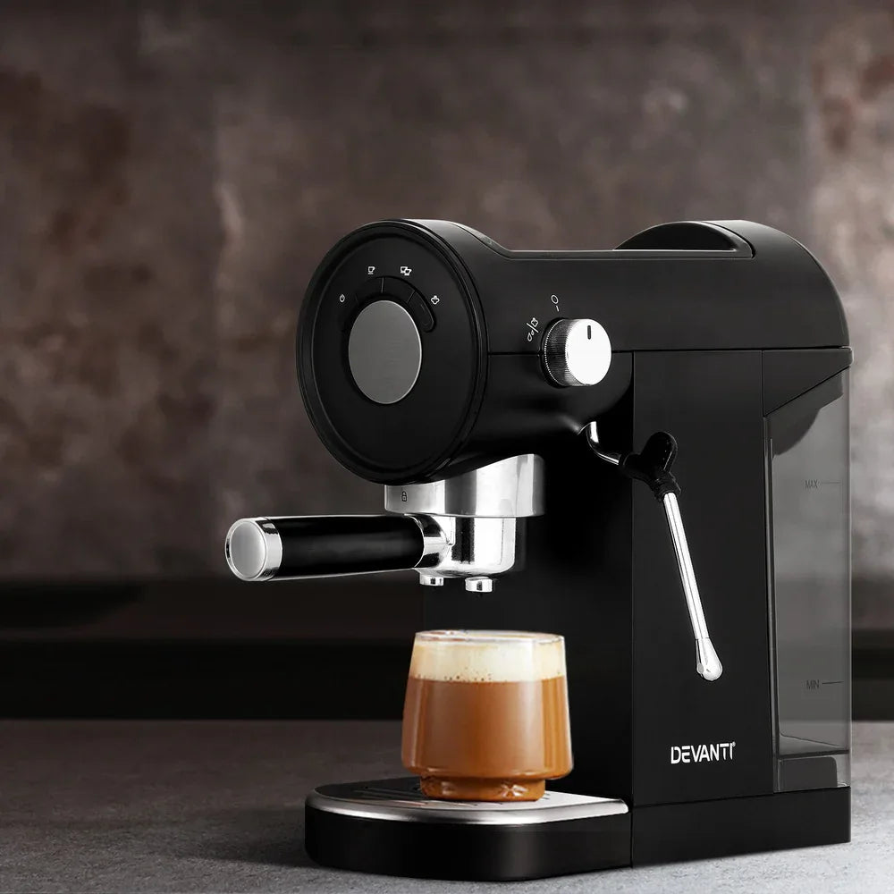 Devanti 20 Bar Coffee Machine Espresso Cafe Maker Black - Mekamart Australia