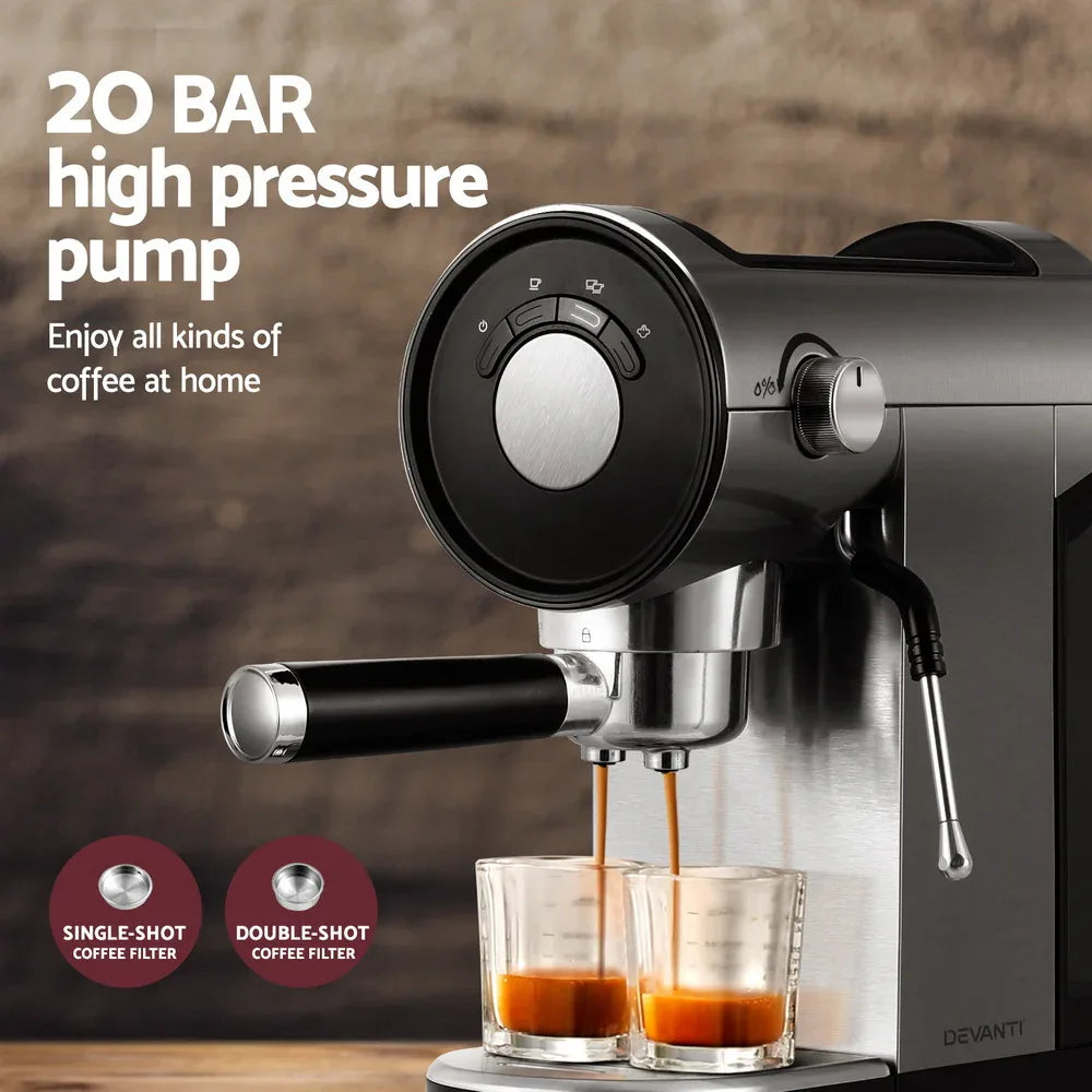 Devanti 20 Bar Coffee Machine Espresso Cafe Maker - Mekamart Australia