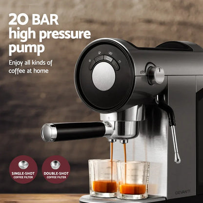 Devanti 20 Bar Coffee Machine Espresso Cafe Maker - Mekamart Australia