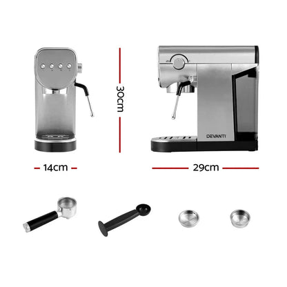 Devanti 20 Bar Coffee Machine Espresso Cafe Maker - Mekamart Australia