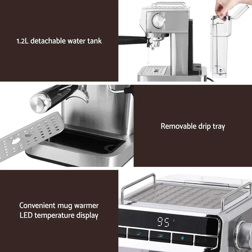 Devanti 20 Bar Coffee Machine Espresso Cafe Maker - Mekamart Australia