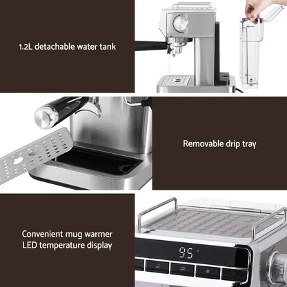 Devanti 20 Bar Coffee Machine Espresso Cafe Maker - Mekamart Australia