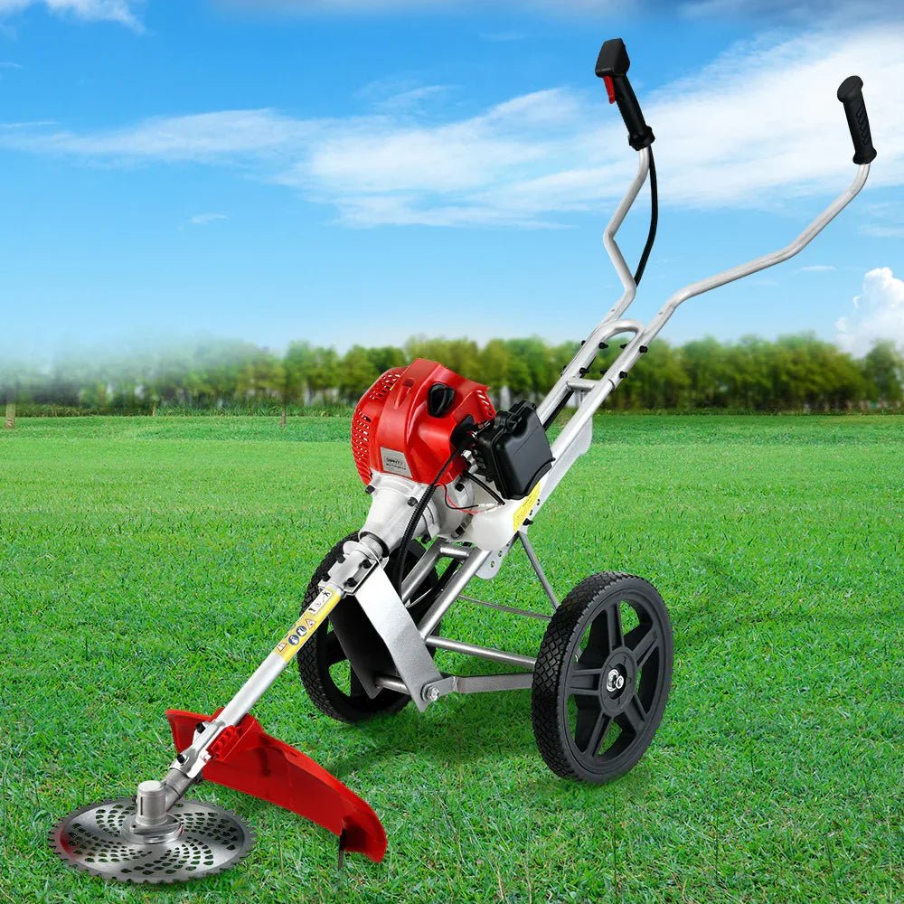 Giantz 52cc Petrol Brush Cutter Whipper Saw Trimmer 2 Stroke 3-in-1 Wheel - Mekamart Australia