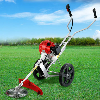 Giantz 52cc Petrol Brush Cutter Whipper Saw Trimmer 2 Stroke 3-in-1 Wheel - Mekamart Australia