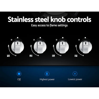 Devanti Gas Cooktop 60cm 4 Burner Black - Mekamart Australia