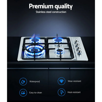 Devanti Gas Cooktop 60cm Stove Hob Silvir - Mekamart Australia